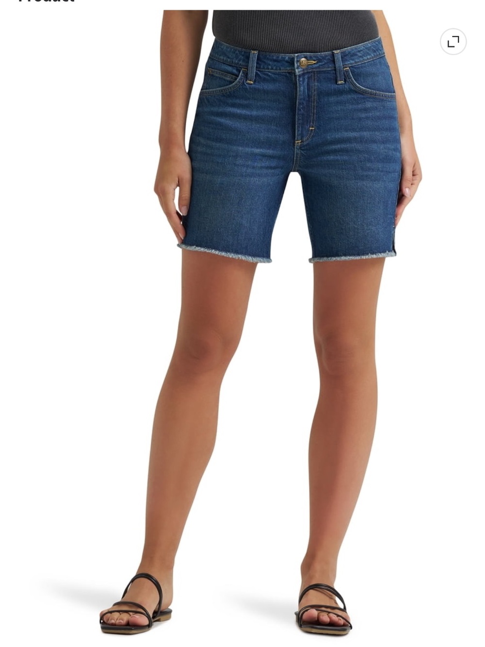 Women's Denim Side Slit Short with Frayed Hem Size 16